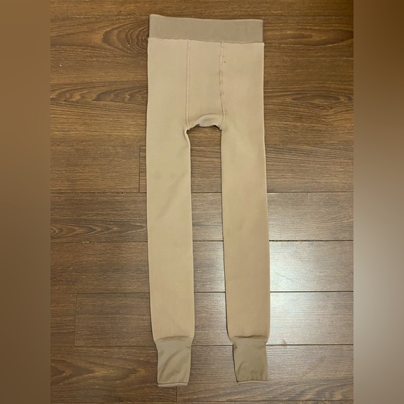 Women Small Lined Leggings Thermal Tights High Waisted Nude and Green (2 Pack) - Picture 2 of 8